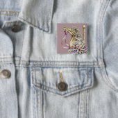 Spring Carousel Horse Drawing Square Button (In situ)