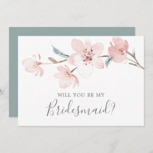 Spring Cherry Blossom Bridesmaid proposal Kaart