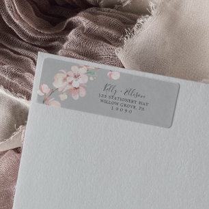 Spring Cherry Blossom Grijs label retouradres