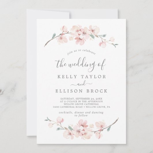 Spring Cherry Blossom het huwelijk van Kaart (Voorkant)