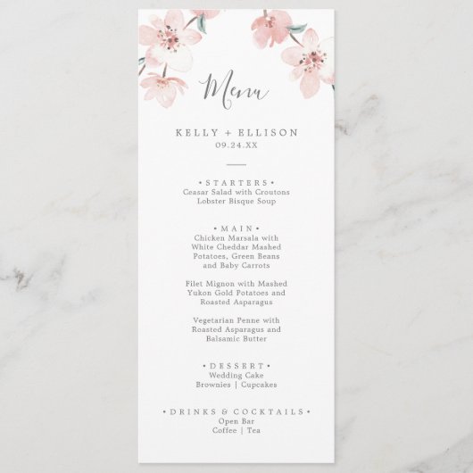 Spring Cherry Blossom Weddenmenu Menu (Voorkant)