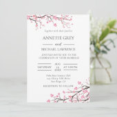 Spring Cherry Blossom Wedding Invitation Kaart (Staand voorkant)