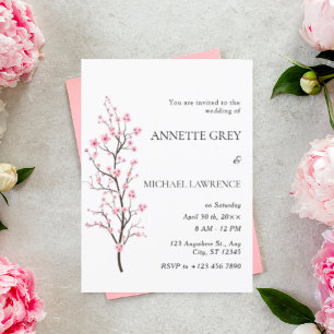 Spring Cherry Blossom Wedding Invitation Kaart