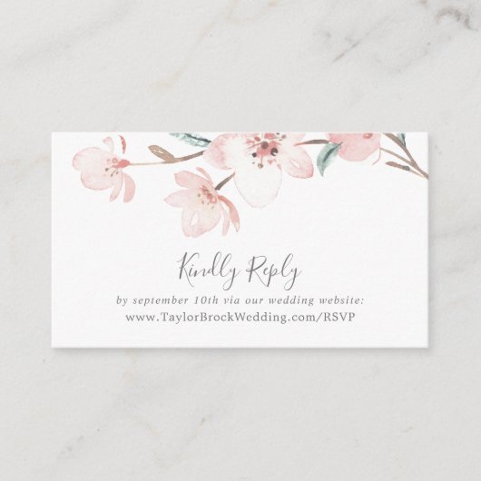 Spring Cherry Blossom Wedding Website RSVP Informatiekaartje (Voorkant)