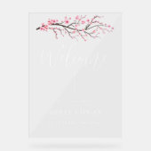 Spring Cherry Blossom Wedding Welkom acryl teken Bord (Voorkant)