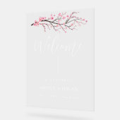 Spring Cherry Blossom Wedding Welkom acryl teken Bord (Hoek)