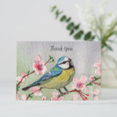  Spring Cherry Blossoms Blue Bird Bedankkaart (Staand voorkant)