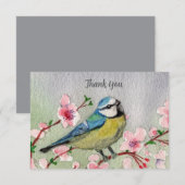  Spring Cherry Blossoms Blue Bird Bedankkaart (Voorkant / Achterkant)