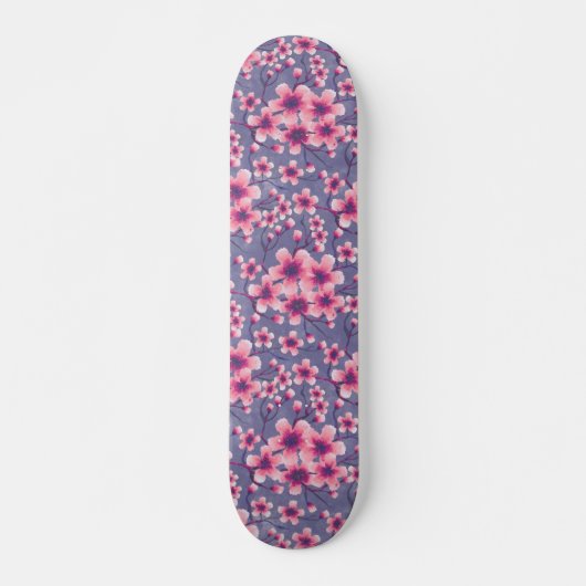 Spring Cherry Blossoms profond lilas Skateboard (Devant)