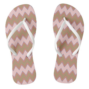Spring Chevron in bruin, roze en perzand Teenslippers