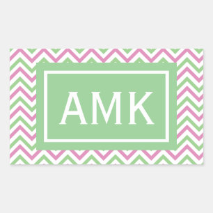 Spring Chevron Monogram Rechthoekige Sticker