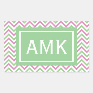 Spring Chevron Monogram Rechthoekige Sticker