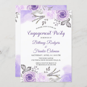 Spring Chic Pastel Purple Flowers Engagement Party Kaart