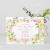 Spring Chick Floral Easter Egg Hunt Party Kaart (Staand voorkant)