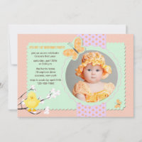 Spring Chick Photo Anniversaire Fête Invitation