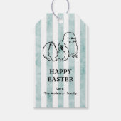 Spring Chick & Stripes  stijl Pasen Cadeaulabel (Voorkant)