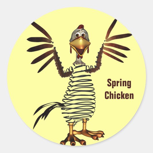 Spring Chicken Ronde Sticker (Voorkant)