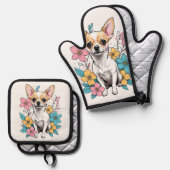 Spring Chihuahua Ovenwant & Pannenlap Set (Voorkant / Achterkant)