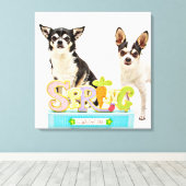 Spring Chihuahua's Canvas Afdruk (Insitu (Houten vloer))