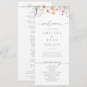 Spring Colorful Wildflower Wedding Program Programma (Voorkant / Achterkant)