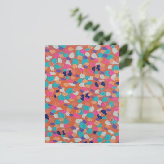 Spring Coral Abstract Briefkaart (Staand voorkant)