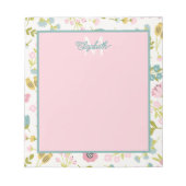 Spring Cottage Bloemen Monogram Notitieblok (Voorkant)