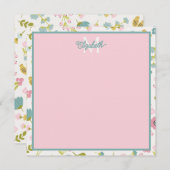 Spring Cottage Bloemen Monogram Notitiekaartje (Voorkant / Achterkant)