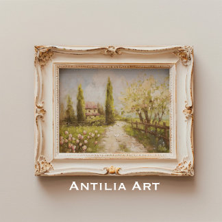 Spring Cottage Landschap landhuis Poster