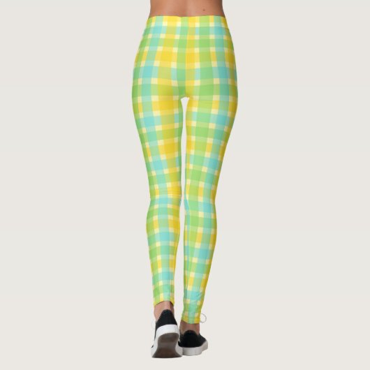 Spring Cream en Green Check Pattern Leggings (Achterkant)