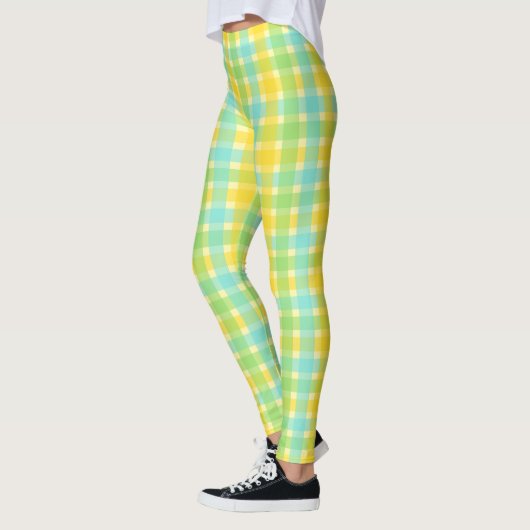 Spring Cream en Green Check Pattern Leggings (Links)