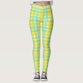 Spring Cream en Green Check Pattern Leggings (Voorkant)