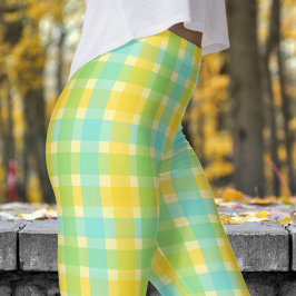 Spring Cream en Green Check Pattern Leggings
