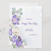 Spring Crocus Name Day Wenskaart Feestdagenkaart (Voorkant / Achterkant)