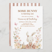 Spring Cute Bunny Rabbit 1st Birthday  Kaart (Voorkant / Achterkant)