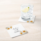 Spring Daffodil Birthday Vierkante Kartonnen Onderzetter (Insitu)