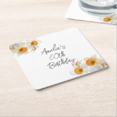 Spring Daffodil Birthday Vierkante Kartonnen Onderzetter (Schuin)