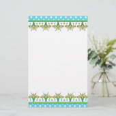 Spring Daffodil Border and Polka Dots Stationery Briefpapier (Staand voorkant)