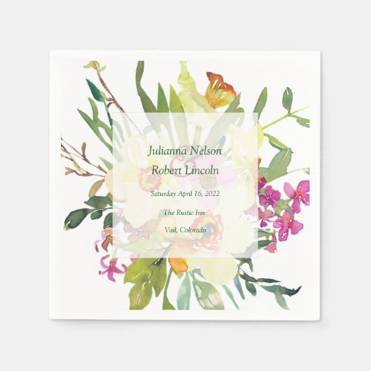 Spring daffodil bouquet bruiloft servet (Voorkant)