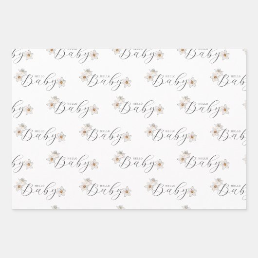 Spring Daffodil Flowers Baby shower Inpakpapier Vel (Voorkant)