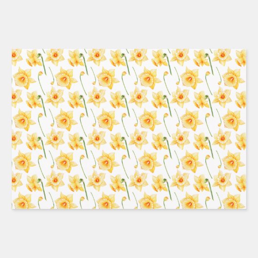 Spring Daffodil Geel Rustieke Bloemen Inpakpapier Vel (Voorkant)