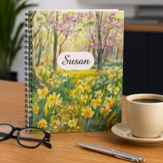 Spring Daffodil Meadow Watercolor Notebook Notitieboek