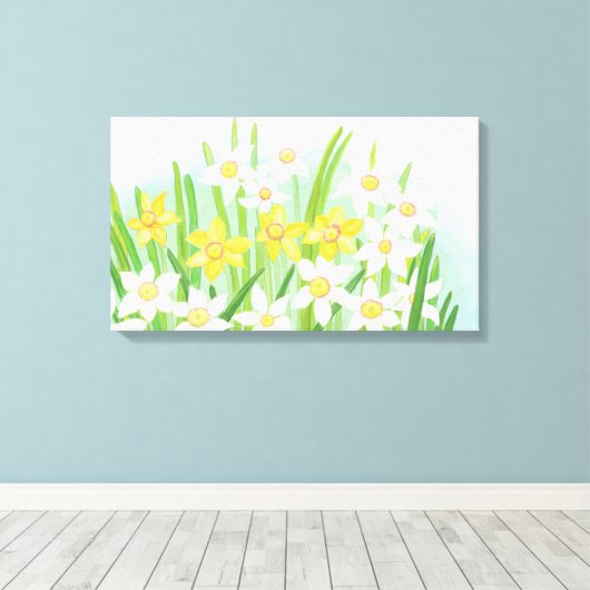 Spring Daffodils Canvas Afdruk (Insitu (Houten vloer))