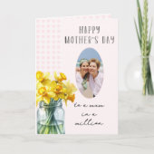 Spring Daffodils Verticale foto Roze Moederdag Feestdagen Kaart (Voorkant)