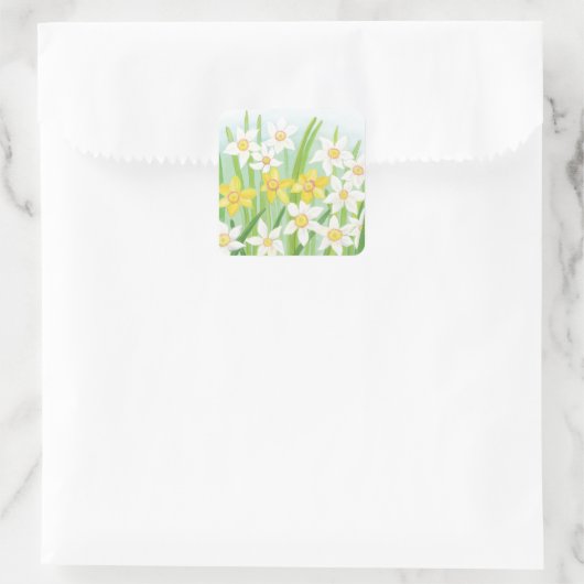 Spring Daffodils Vierkante Sticker (Tas)