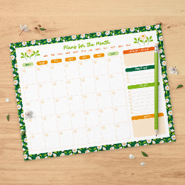 Spring Daisies & Vine Monthly Sunday Start Planner Notitieblok