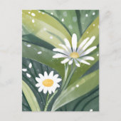 Spring Daisies | Waterverf witte bloem Briefkaart (Voorkant)