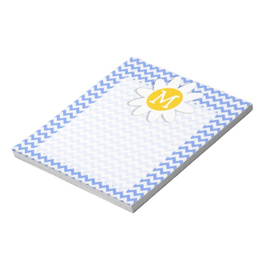Spring Daisy, Blue Chevron Pattern Notitieblok (Gedraaid)