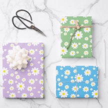 Spring Daisy Pattern Pastel Paars Blue Green