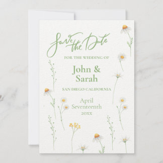 Spring Daisy Wedding Save the Date Invitation Kaart