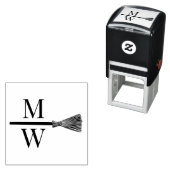 Spring de bezem D koppel trouw 2 initiaal monogram Zelfinktende Stempel (In situ)